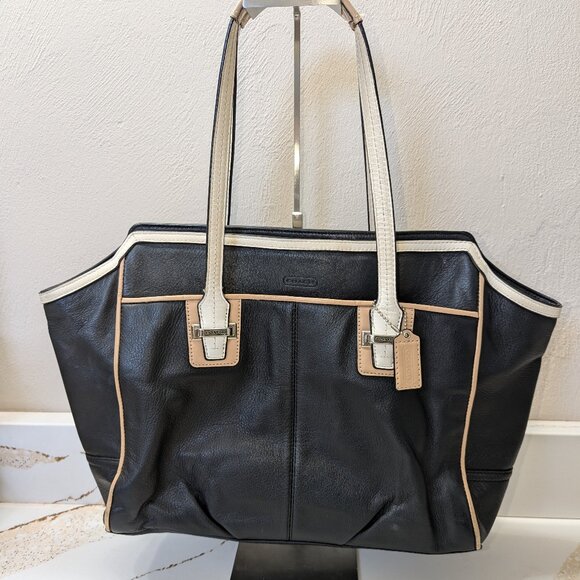 Coach Bags Coach Black And Tan Leather Tote Bag K32f26132 Poshmark